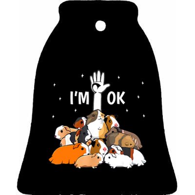 I’m Ok Funny Guinea Pigs Lover Ceramic Bell Ornament