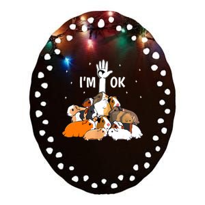 I’m Ok Funny Guinea Pigs Lover Ceramic Oval Ornament