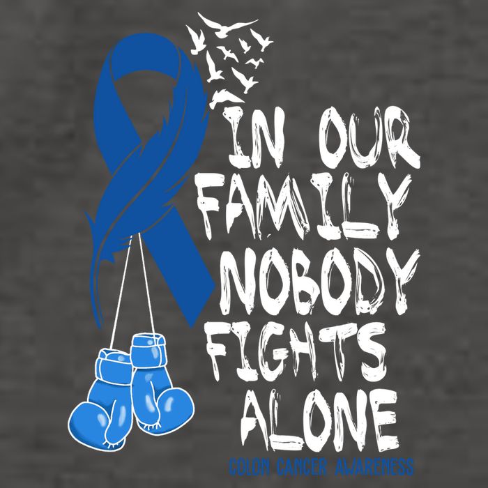 In Our Family Nobody Fights Alone Colon Cancer Awareness Vector Backpack