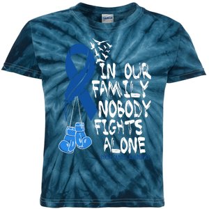 In Our Family Nobody Fights Alone Colon Cancer Awareness Kids Tie-Dye T-Shirt