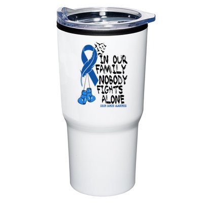 In Our Family Nobody Fights Alone Colon Cancer Awareness Tumbler