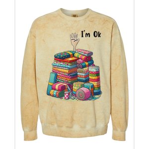 IM Ok Funny Sewing Quilting Fabric Colorblast Crewneck Sweatshirt