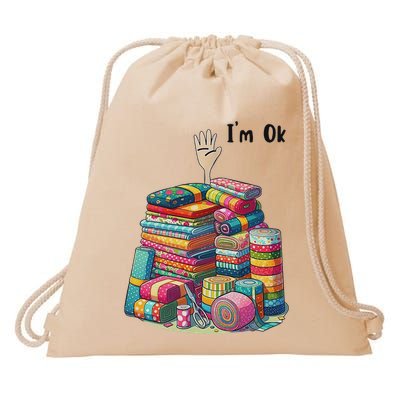 IM Ok Funny Sewing Quilting Fabric Drawstring Bag