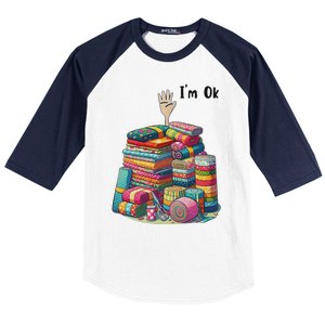 IM Ok Funny Sewing Quilting Fabric Baseball Sleeve Shirt