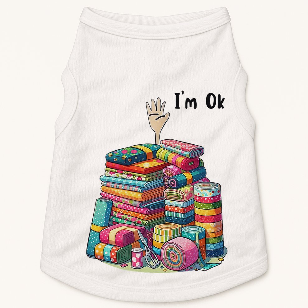 IM Ok Funny Sewing Quilting Fabric Doggie Tank