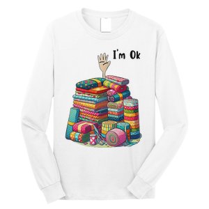 IM Ok Funny Sewing Quilting Fabric Long Sleeve Shirt