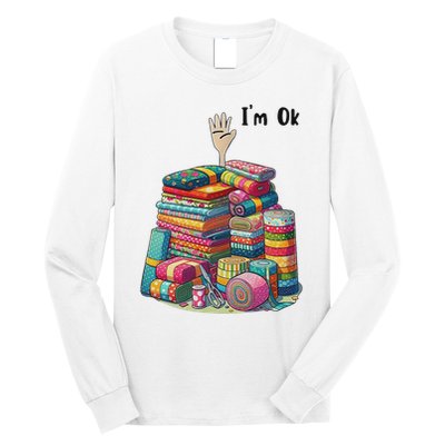 IM Ok Funny Sewing Quilting Fabric Long Sleeve Shirt