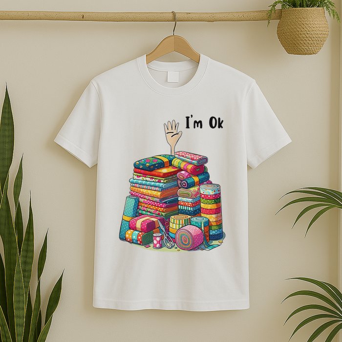 IM Ok Funny Sewing Quilting Fabric T-Shirt