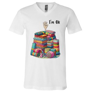 IM Ok Funny Sewing Quilting Fabric V-Neck T-Shirt