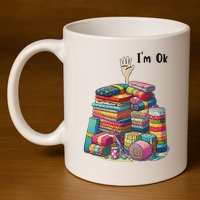 IM Ok Funny Sewing Quilting Fabric 11oz C Handle Ceramic Mug