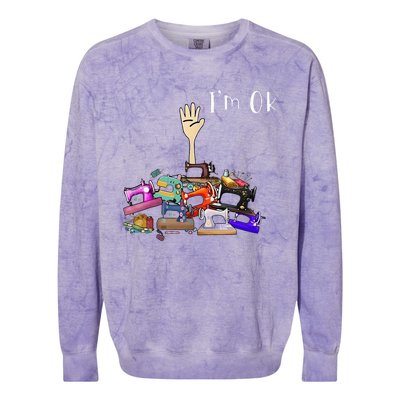 Im Ok Funny Sewing Machine For Sewing Lover Colorblast Crewneck Sweatshirt