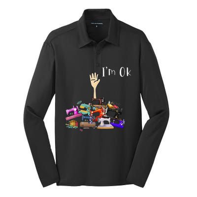 Im Ok Funny Sewing Machine For Sewing Lover Silk Touch Performance Long Sleeve Polo