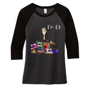 Im Ok Funny Sewing Machine For Sewing Lover Women's Tri-Blend 3/4-Sleeve Raglan Shirt