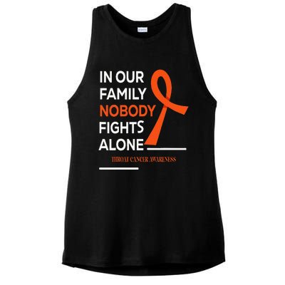 In Our Family Nobody Fights Alone Support Throat Cancer Ladies PosiCharge Tri-Blend Wicking Tank