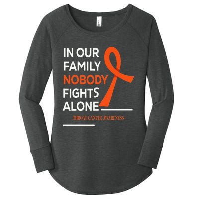 In Our Family Nobody Fights Alone Support Throat Cancer Women's Perfect Tri Tunic Long Sleeve Shirt