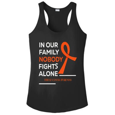 In Our Family Nobody Fights Alone Support Throat Cancer Ladies PosiCharge Competitor Racerback Tank