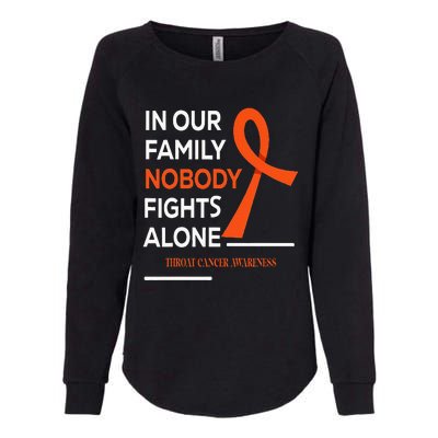 In Our Family Nobody Fights Alone Support Throat Cancer Womens California Wash Sweatshirt