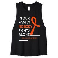 In Our Family Nobody Fights Alone Support Throat Cancer Women's Racerback Cropped Tank