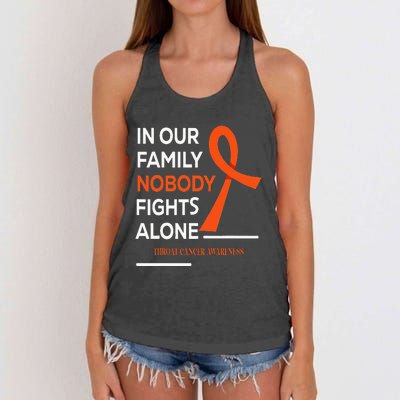 In Our Family Nobody Fights Alone Support Throat Cancer Women's Knotted Racerback Tank