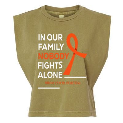 In Our Family Nobody Fights Alone Support Throat Cancer Garment-Dyed Women's Muscle Tee