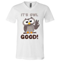 It's Owl Good It's All Good Funny Trending Owl Lover V-Neck T-Shirt