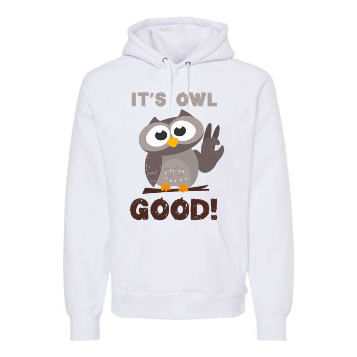 It's Owl Good It's All Good Funny Trending Owl Lover Premium Hoodie