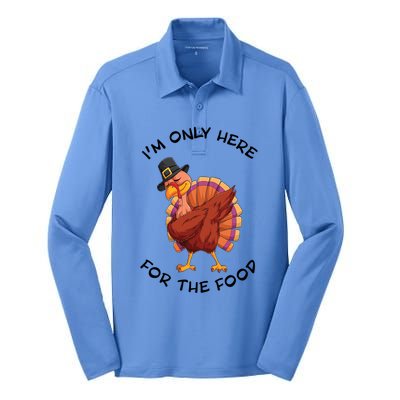 Im Only Here For The Food Dabbing Turkey Dinner Cool Gift Silk Touch Performance Long Sleeve Polo