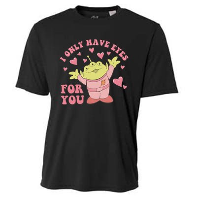 I Only Have Eyes For You Little Green Alien Valentine's Day Cooling Performance Crew T-Shirt