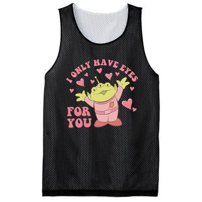 I Only Have Eyes For You Little Green Alien Valentine's Day Mesh Reversible Basketball Jersey Tank