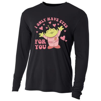 I Only Have Eyes For You Little Green Alien Valentine's Day Cooling Performance Long Sleeve Crew