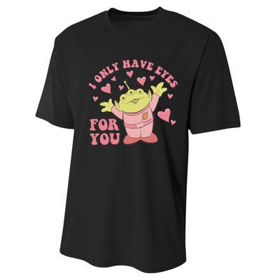 I Only Have Eyes For You Little Green Alien Valentine's Day Performance Sprint T-Shirt