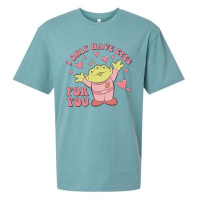 I Only Have Eyes For You Little Green Alien Valentine's Day Sueded Cloud Jersey T-Shirt