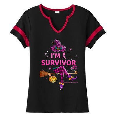 In October IM Survivor We Wear Pink Breast Cancer Ladies Halftime Notch Neck Tee