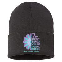Its Okay If The Only Thing You Do Today IS Breathe Suicide Prevention Awareness Sustainable Knit Beanie