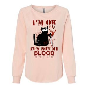 IM Ok ItS Not My Blood Black Cat Knife Womens California Wash Sweatshirt