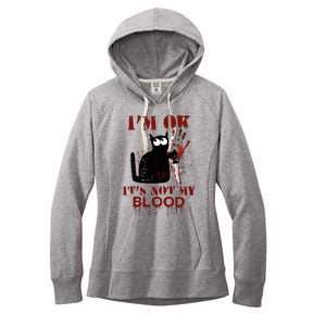 IM Ok ItS Not My Blood Black Cat Knife Women's Fleece Hoodie