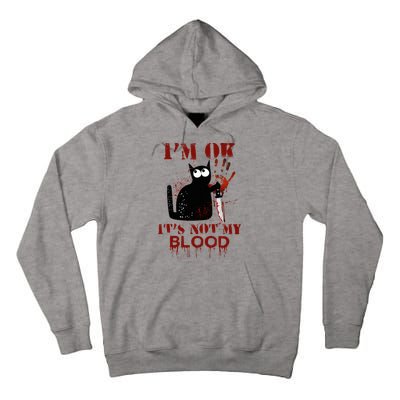 IM Ok ItS Not My Blood Black Cat Knife Tall Hoodie