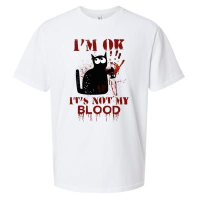 IM Ok ItS Not My Blood Black Cat Knife Sueded Cloud Jersey T-Shirt