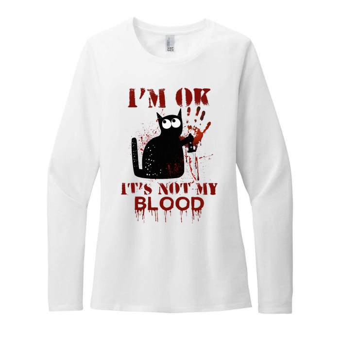 IM Ok ItS Not My Blood Black Cat Knife Womens CVC Long Sleeve Shirt