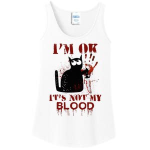 IM Ok ItS Not My Blood Black Cat Knife Ladies Essential Tank