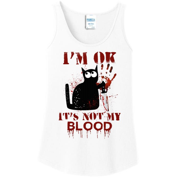 IM Ok ItS Not My Blood Black Cat Knife Ladies Essential Tank