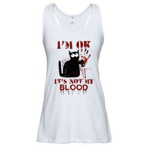 IM Ok ItS Not My Blood Black Cat Knife Ladies Essential Flowy Tank