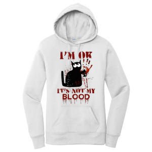 IM Ok ItS Not My Blood Black Cat Knife Women's Pullover Hoodie