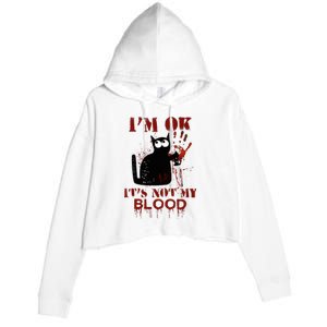 IM Ok ItS Not My Blood Black Cat Knife Crop Fleece Hoodie