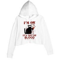 IM Ok ItS Not My Blood Black Cat Knife Crop Fleece Hoodie