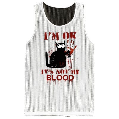 IM Ok ItS Not My Blood Black Cat Knife Mesh Reversible Basketball Jersey Tank