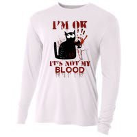 IM Ok ItS Not My Blood Black Cat Knife Cooling Performance Long Sleeve Crew