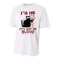 IM Ok ItS Not My Blood Black Cat Knife Performance Sprint T-Shirt