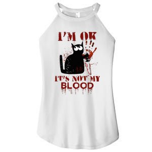 IM Ok ItS Not My Blood Black Cat Knife Women's Perfect Tri Rocker Tank