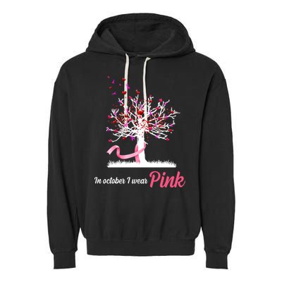 In October I Wear Pink Breast Cancer Tree Of Life Garment-Dyed Fleece Hoodie